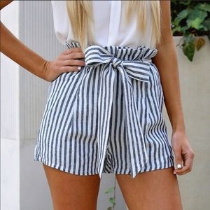 Striped paper bag shorts